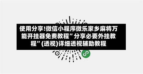 使用分享!微信小程序微乐家乡麻将万能开挂器免费教程”分享必要外挂教程”(透视)详细透视辅助教程-第2张图片