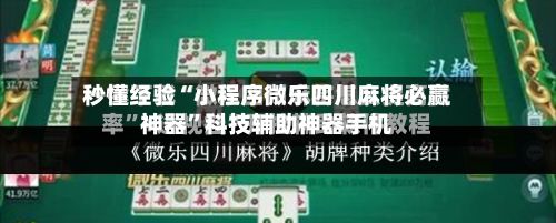 秒懂经验“小程序微乐四川麻将必赢神器”科技辅助神器手机-第3张图片