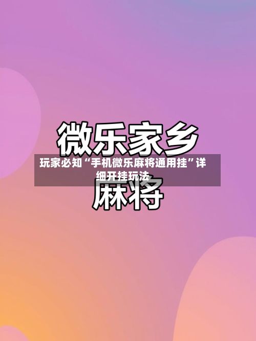 玩家必知“手机微乐麻将通用挂”详细开挂玩法-第3张图片