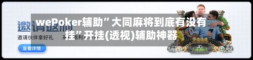 wePoker辅助	”大同麻将到底有没有挂”开挂(透视)辅助神器-第2张图片