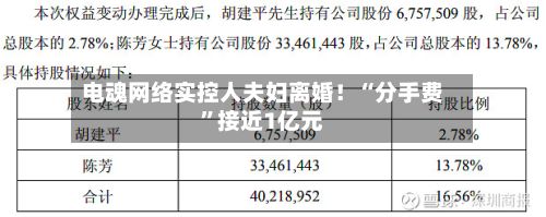 电魂网络实控人夫妇离婚！“分手费”接近1亿元-第2张图片