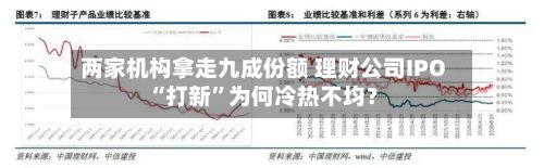 两家机构拿走九成份额 理财公司IPO“打新”为何冷热不均？