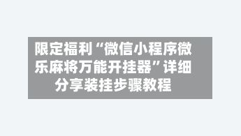 限定福利“微信小程序微乐麻将万能开挂器”详细分享装挂步骤教程-第2张图片