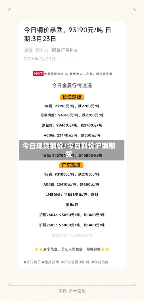 今日现货铜价/今日铜价沪铜期货