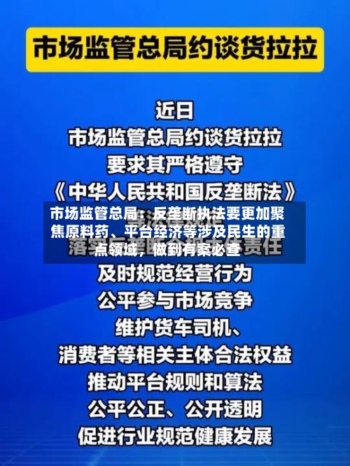 市场监管总局：反垄断执法要更加聚焦原料药、平台经济等涉及民生的重点领域，做到有案必查-第2张图片