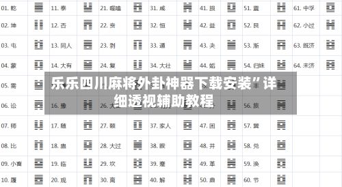 乐乐四川麻将外卦神器下载安装”详细透视辅助教程-第3张图片