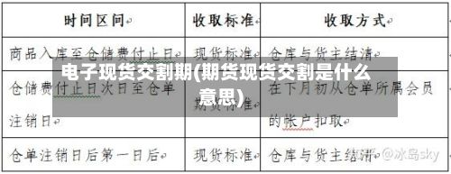 电子现货交割期(期货现货交割是什么意思)
