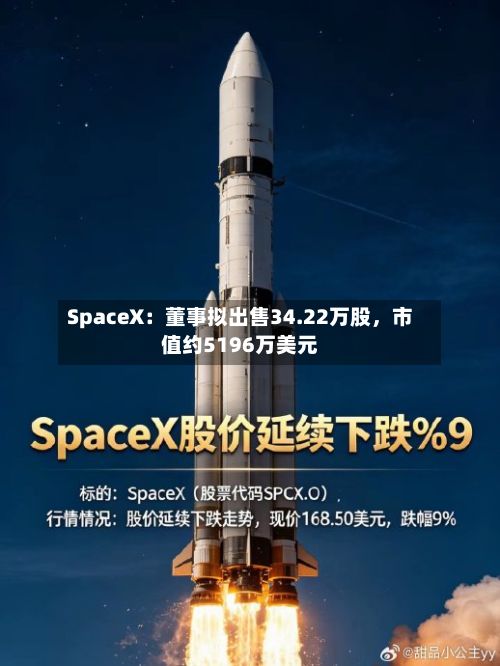 SpaceX：董事拟出售34.22万股	，市值约5196万美元-第1张图片