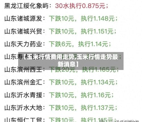 【玉米行情费用走势,玉米行情走势最新消息】