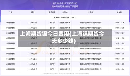 上海期货镍今日费用(上海镍期货今天多少钱)-第2张图片