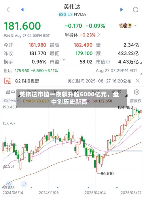 英伟达市值一夜飙升超5000亿元，盘中创历史新高