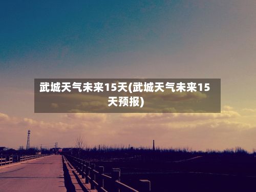 武城天气未来15天(武城天气未来15天预报)