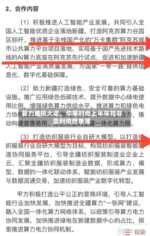 算力难挑大梁，华孚时尚上半年扣非盈利依然单薄