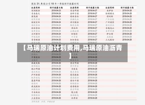 【马瑞原油计划费用,马瑞原油沥青】-第2张图片
