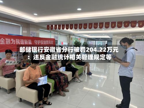 邮储银行安徽省分行被罚204.22万元：违反金融统计相关管理规定等