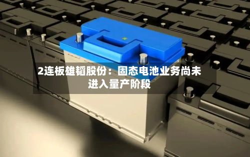 2连板雄韬股份:固态电池业务尚未进入量产阶段