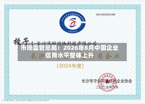 市场监管总局:2026年8月中国企业信用水平整体上升-第3张图片