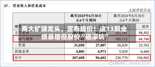 两大矿端龙头	，宣布提价！这13股业绩暴增但股价“砸深坑”-第2张图片