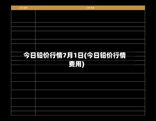 今日铅价行情7月1日(今日铅价行情费用)-第2张图片