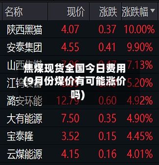 焦煤现货全国今日费用(9月份煤价有可能涨价吗)-第2张图片