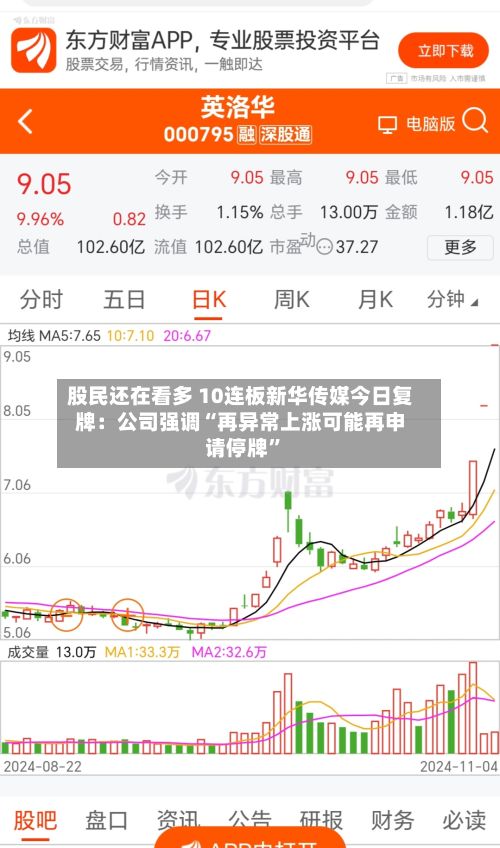 股民还在看多 10连板新华传媒今日复牌：公司强调“再异常上涨可能再申请停牌”-第1张图片