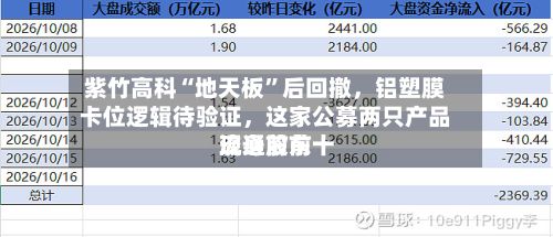紫竹高科“地天板”后回撤，铝塑膜卡位逻辑待验证	，这家公募两只产品现身前前十流通股东-第1张图片