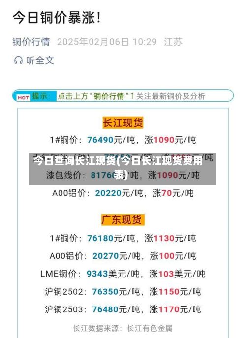 今日查询长江现货(今日长江现货费用表)