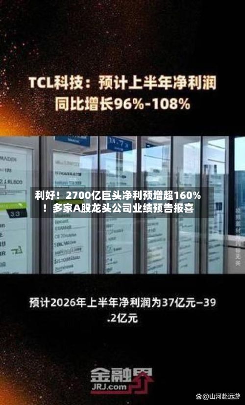 利好!2700亿巨头净利预增超160%!多家A股龙头公司业绩预告报喜-第2张图片