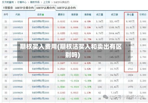 期权买入费用(期权沽买入和卖出有区别吗)