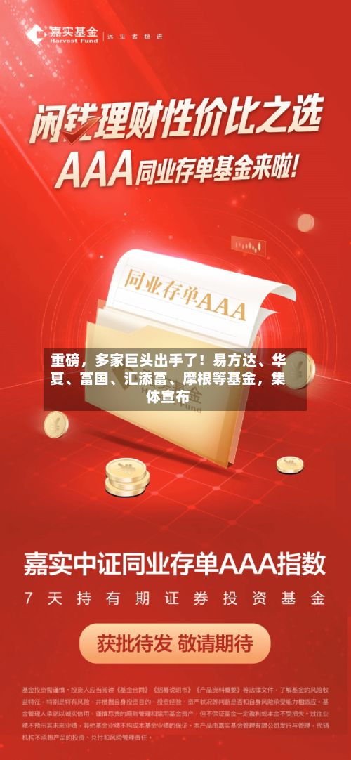 重磅，多家巨头出手了！易方达	、华夏、富国、汇添富	、摩根等基金	，集体宣布-第2张图片