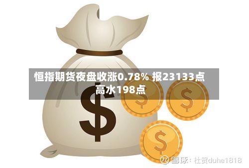 恒指期货夜盘收涨0.78% 报23133点 高水198点