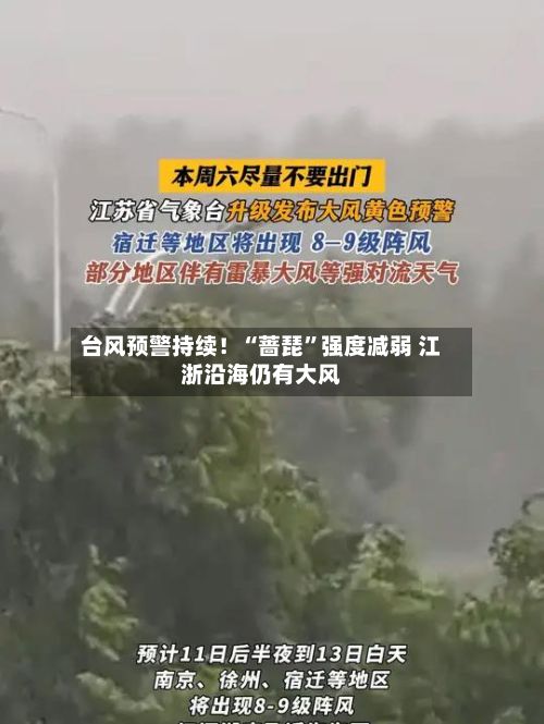台风预警持续！“蔷琵”强度减弱 江浙沿海仍有大风-第3张图片