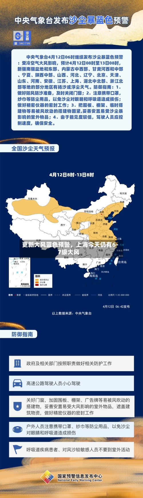 更新大风蓝色预警，上海今天仍有6-7级大风-第2张图片