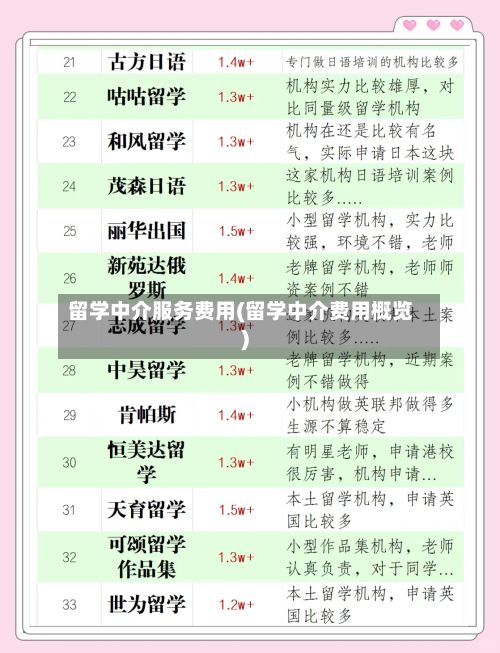 留学中介服务费用(留学中介费用概览)