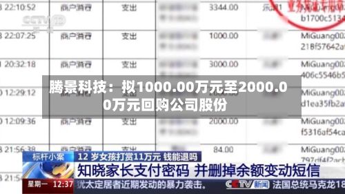 腾景科技：拟1000.00万元至2000.00万元回购公司股份