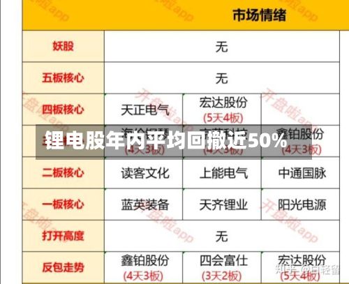 锂电股年内平均回撤近50%