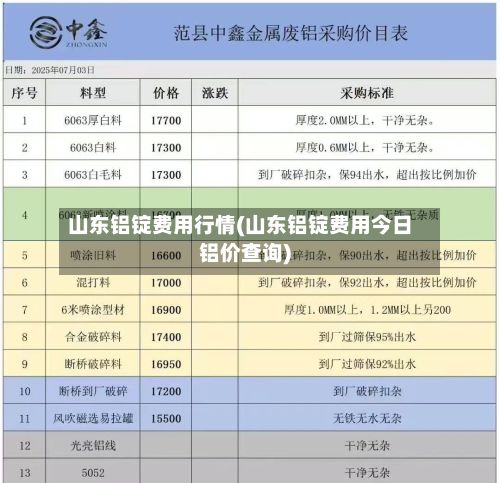 山东铝锭费用行情(山东铝锭费用今日铝价查询)