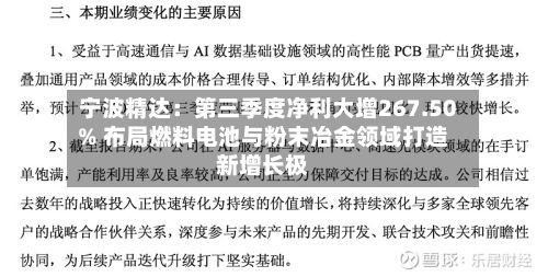 宁波精达:第三季度净利大增267.50% 布局燃料电池与粉末冶金领域打造新增长极-第3张图片