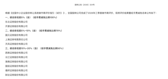 三季度做市商评价出炉， 11家券商获“减免”资格！