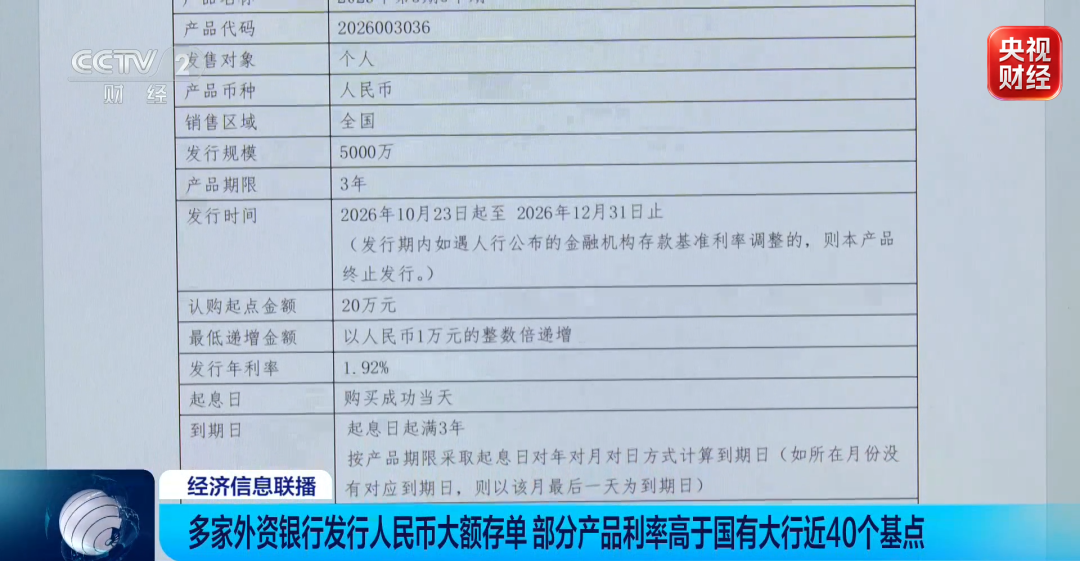 事关大额存单，多家外资银行密集上架→